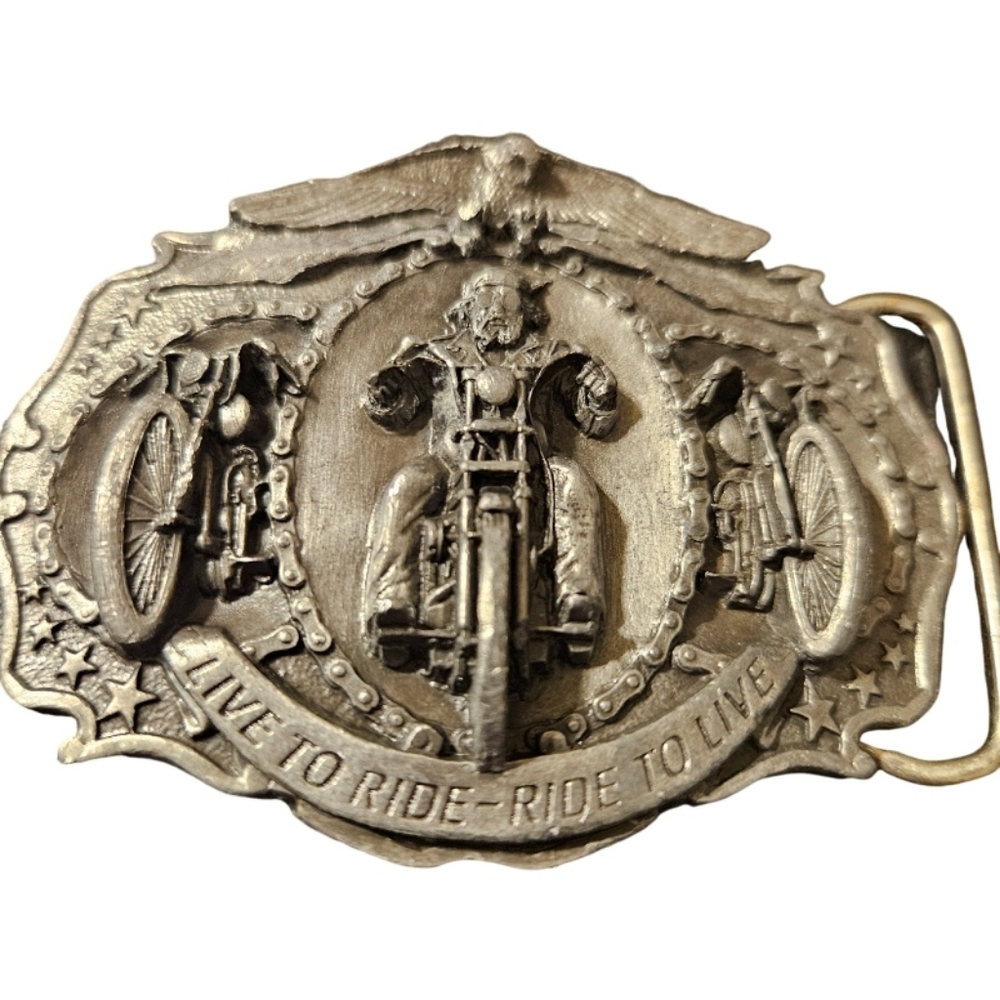 🏍 1987 Bergamot Motorcycle Belt Buckle